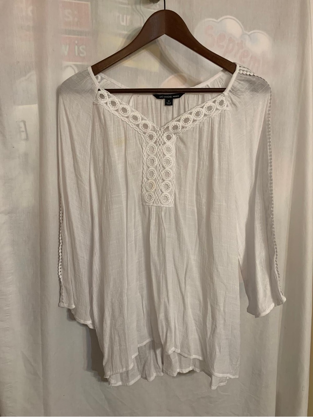 Zac & Rachel White Crochet-Trim Boho Tunic
